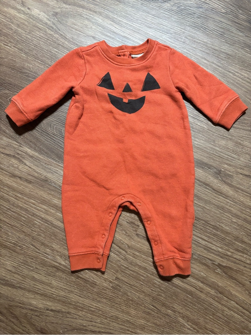 Gymboree Orange Pumpkin Face One-Piece Bodysuit 3-6 month Halloween fall baby